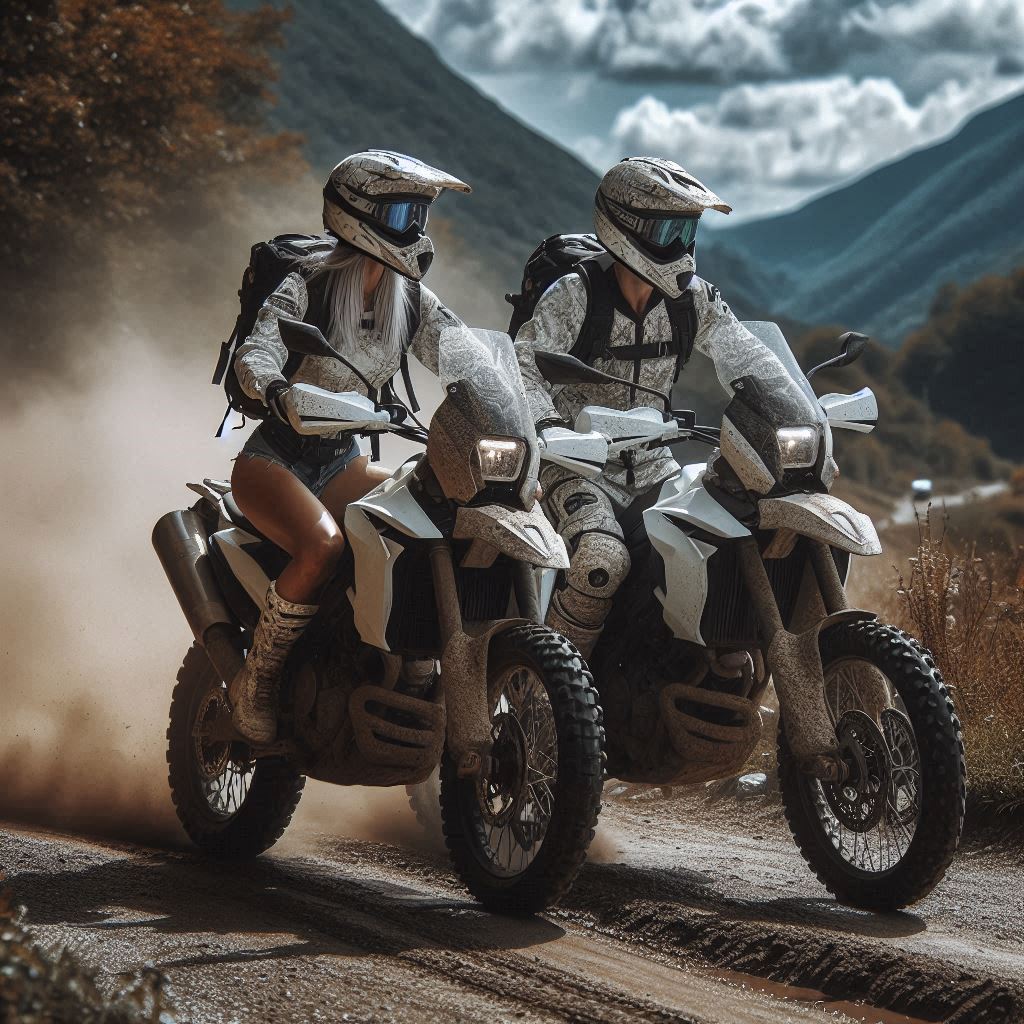 Motos Off Road Blancas Pareja 