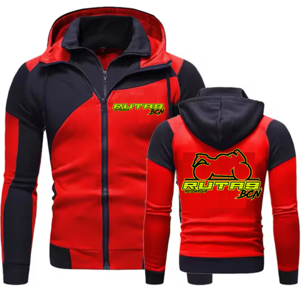 Chaqueta Sudadera con Capucha y Cremallera Rojo