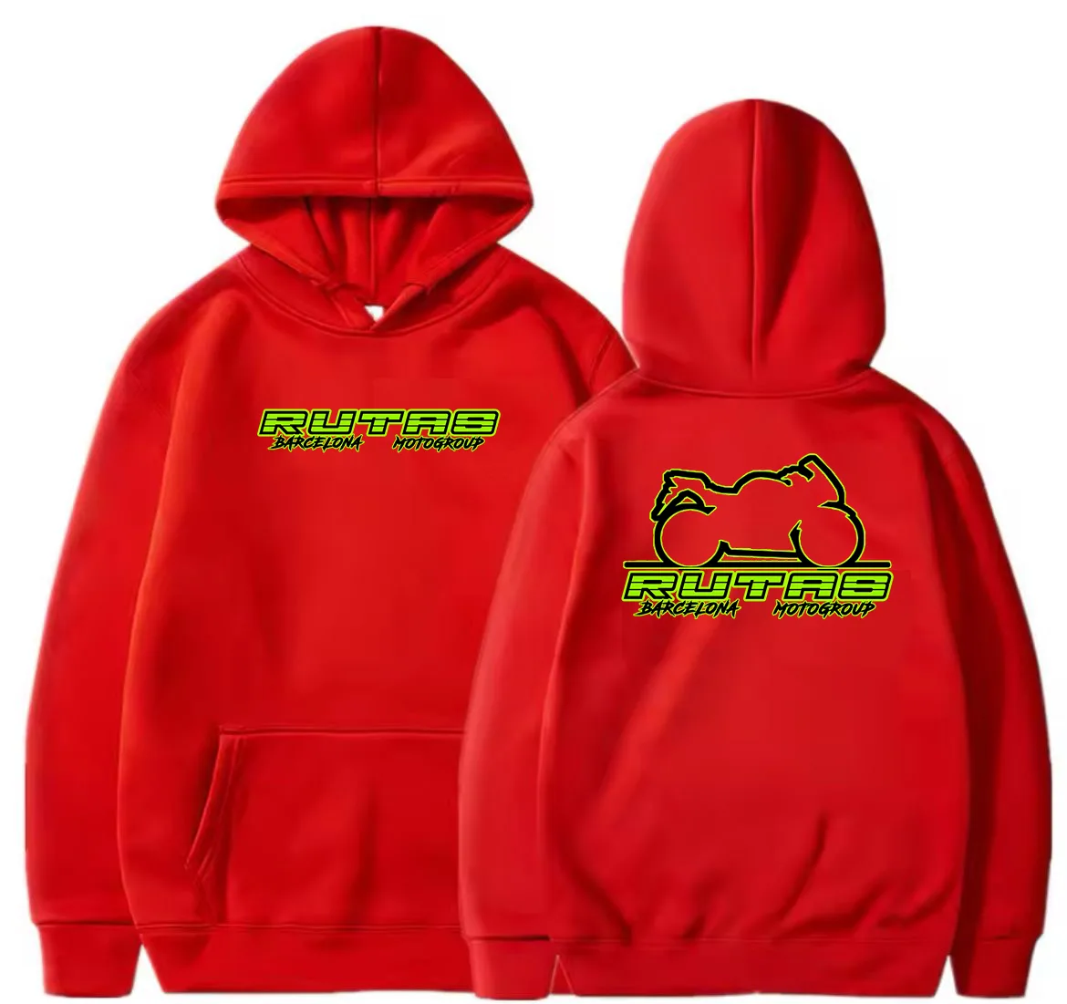 sudadera roja con capucha bolsillo canguro
