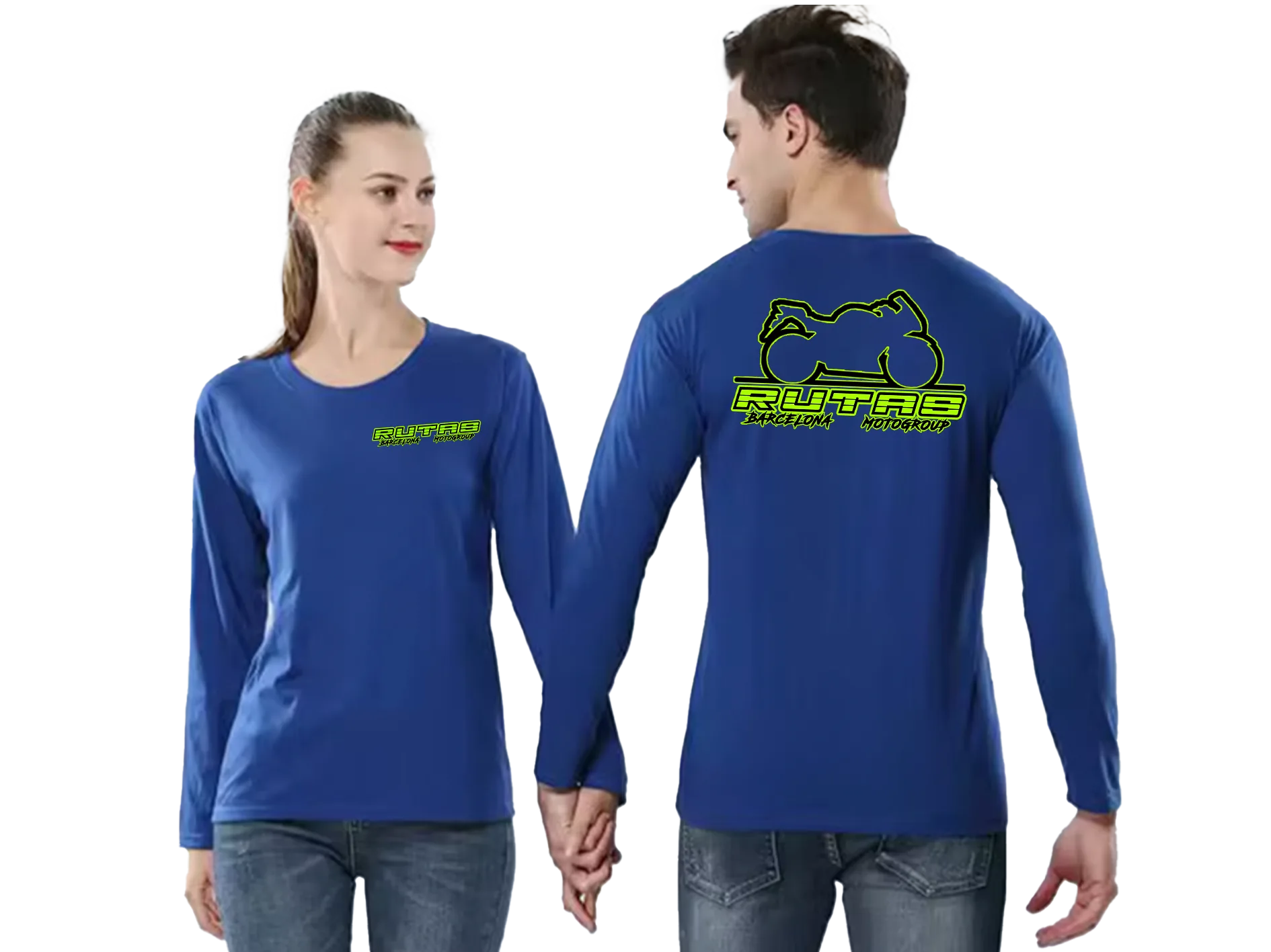 Rutas Barcelona Moto Group (RutasBcnMG) Camiseta Algodón Manga Larga Muestra Modelos PNG