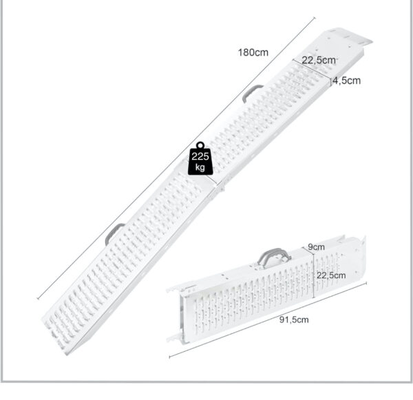 Rampa Plegable 180x22,5x4,5 Acero Galvanizado 225Kg Moto