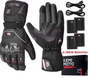 guante calefactable kemimoto negro piel